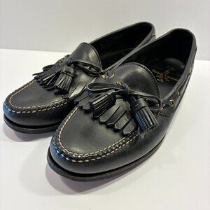 Vintage Ralph Lauren Black Fringe & Tassel Loafers made in Maine - 10D